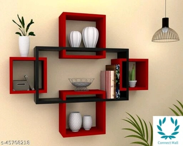 New Wall Shelves - LXBXH: 56X56X67, Red Black, Wooden